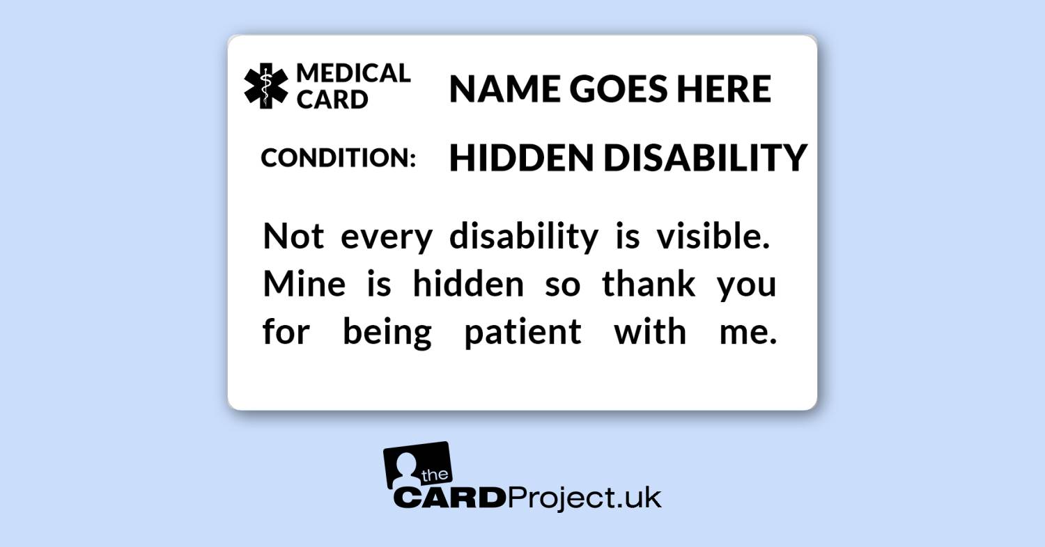 Hidden Disability Mono Medical ID Alert Card  (FRONT)